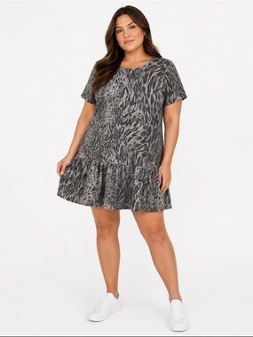 Zara Basic Gray Animal Print Mini Dress